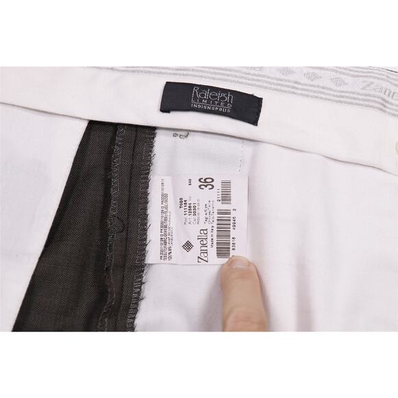 Zanella Todd Dark Green Flat Front Wool Dress Pants Trousers 38x26 - Picture 7 of 7